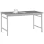 Manuflex BB3034.9006 Helyhez kötött BASIS oldalsó asztal fémlemez tetejével, ezüstből készült alumínium ezüsttel, hasonló a RAL 9006-hoz, Szélesség: 1250 x 600