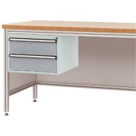   Manuflex ZB4525.9006 Háztartó ALU munkaasztalokhoz, használható magasság 300 mm, 2 fiókkal, az asztalmélységhez 600 mm