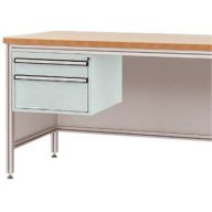   Manuflex ZB4572.7035 Ház alapja alumínium munkaasztalokhoz, használható magasság 300 mm, 2 fiókkal, az asztalmélységhez 800 mm