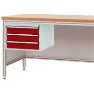   Manuflex ZB4622.3003 Háztartó ALU munkaasztalokhoz, használható magasság 300 mm, 3 fiókkal, az asztalmélységhez 800 mm