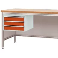   Manuflex ZB4625.2001 Ház alapja alumínium munkaasztalokhoz, használható magasság 300 mm, 3 fiókkal, az asztalmélységhez 600 mm