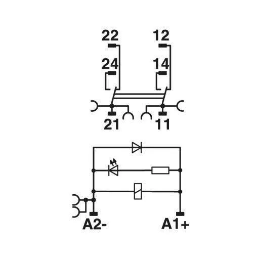 Phoenix Contact RIF-1-RPT-LDP-24DC/2X21/FG Relé modul Névleges feszültség: 24 V/DC Max. kapcsolási áram: 6 A 2 váltó 1 db