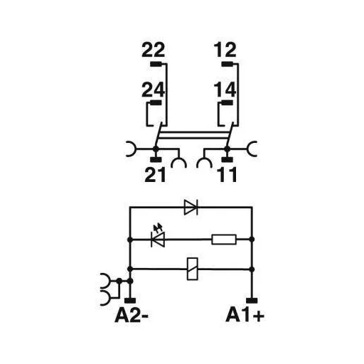 Phoenix Contact RIF-1-RPT-LDP-24DC/2X21/FG Relé modul Névleges feszültség: 24 V/DC Max. kapcsolási áram: 6 A 2 váltó 1 db