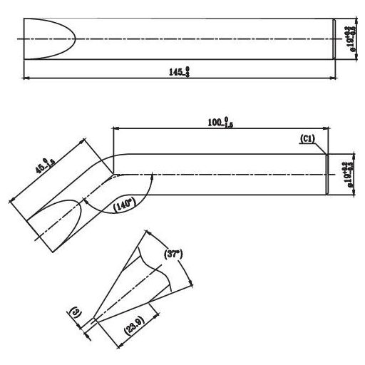 TOOLCRAFT KB-200 Forrasztóhegy Véső forma, hajlított Hegy méret 19.5 mm Csúcs hossza 130 mm Tartalom, tartalmi egységek rendelésenként 1 db
