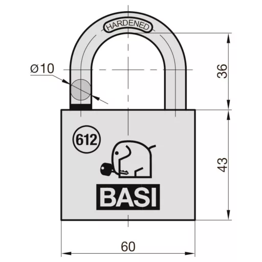Basi 6120-6001-6006 Függő lakat Egyidőben záródó