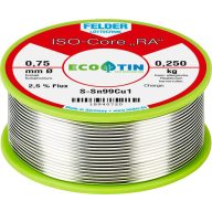   Felder ISO-Core RA Sn99Cu1 Forrasztóón, ólommentes Tekercs Sn99,3Cu0,7 0.250 kg 0.75 mm
