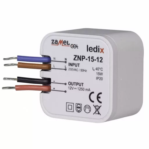 Zamel ZNP-15-12 LED meghajtó Állandó feszültségű 15 W 1.25 A 12 V/DC Túlfeszültség kategória, 1 db