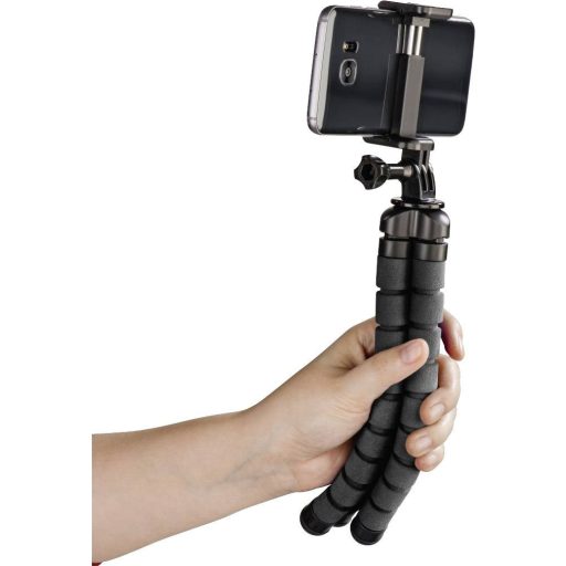 Hama Háromlábú állvány 1/4 col Munkamagasság=9 - 26 cm Fekete Okostelefonokhoz és GoPro-hoz