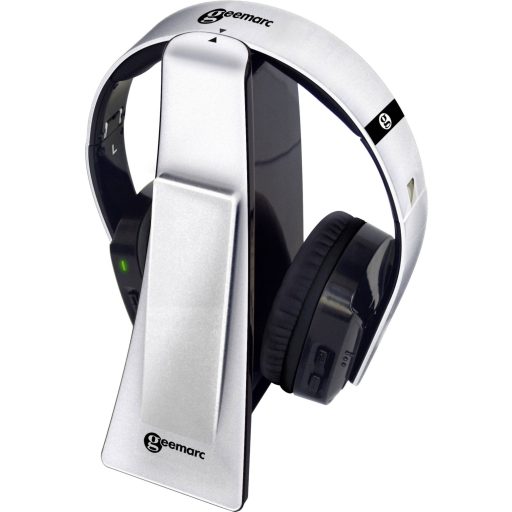 Geemarc CL7400 OPTI TV Over Ear fejhallgató Rádiójel vezérlésű Ezüst-fekete Könnyű pánt, Hangerő szabályozás
