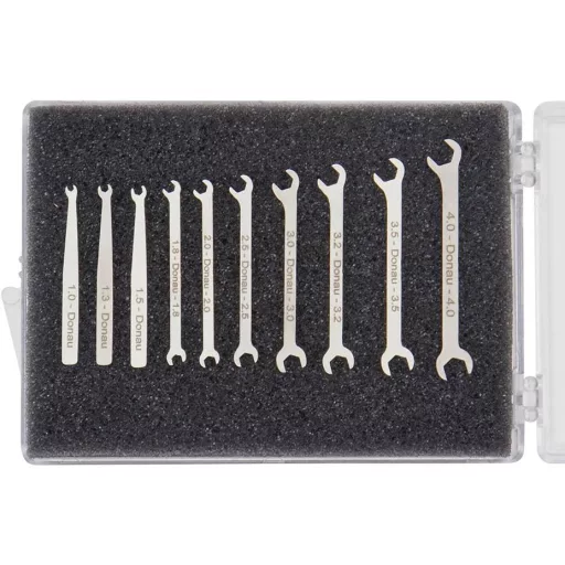 Donau Elektronik 980-SET Micro-Maulschlüssel-Set 10-tlg. 1-4 mm Mini szerszámkulcs 10 részes Kulcsszélesség (metrikus) 1 - 4 mm