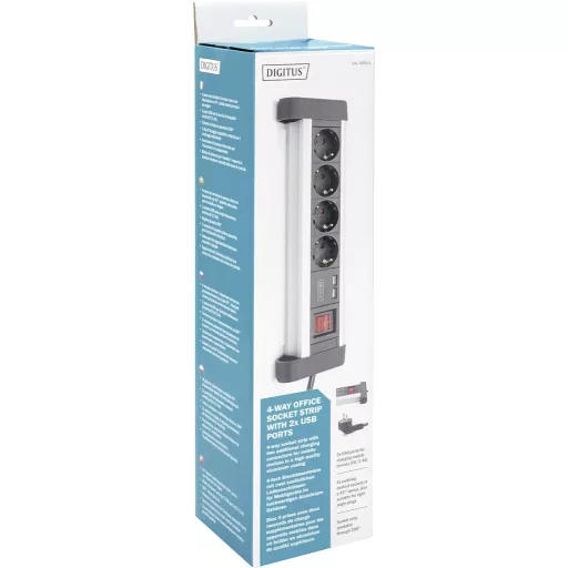 Digitus DA-70614 Elosztó kapcsolóval Alumínium, Alumínium ezüst, Fekete, Ezüst Védőérintkezős 1 db