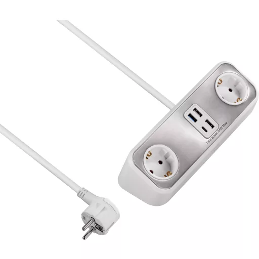 Sygonix SY-4538256 Hálózati elosztó 2 részes Fehér Védőérintkezős 1 db