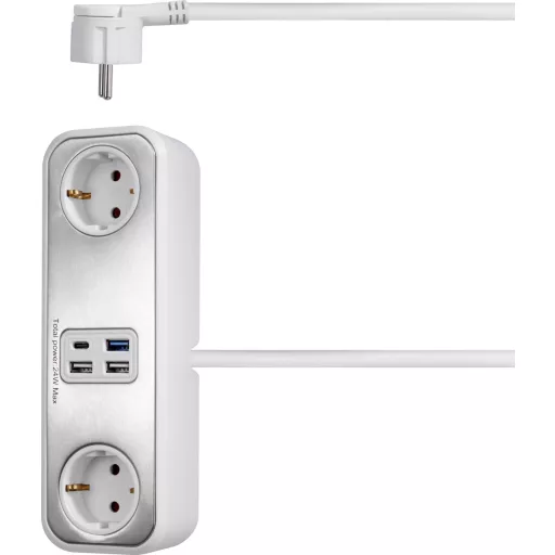 Sygonix SY-4538256 Hálózati elosztó 2 részes Fehér Védőérintkezős 1 db