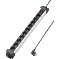   Sygonix SY-4538266 Elosztó kapcsolóval 10 részes Fekete, Ezüst Védőérintkezős 1 db