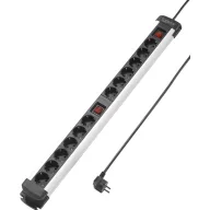   Sygonix SY-4538268 Elosztó kapcsolóval 12 részes Fekete, Ezüst Védőérintkezős 1 db