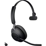   Jabra Evolve2 65 monaural On Ear headset Bluetooth® Stereo Fekete Hangerő szabályozás, Elemtöltés kijelzés, Mikrofon némítás Telefon