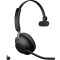 Jabra Evolve2 65 monaural On Ear headset Bluetooth® Stereo Fekete Hangerő szabályozás, Elemtöltés kijelzés, Mikrofon némítás Telefon