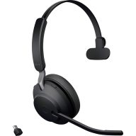  Jabra Evolve2 65 monaural On Ear headset Bluetooth® Mono Fekete Hangerő szabályozás, Elemtöltés kijelzés, Mikrofon némítás Telefon