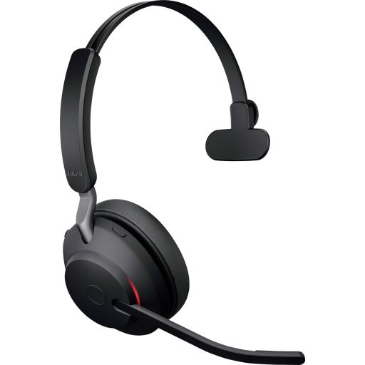 Jabra Evolve2 65 monaural On Ear headset Bluetooth® Mono Fekete Hangerő szabályozás, Elemtöltés kijelzés, Mikrofon némítás Telefon