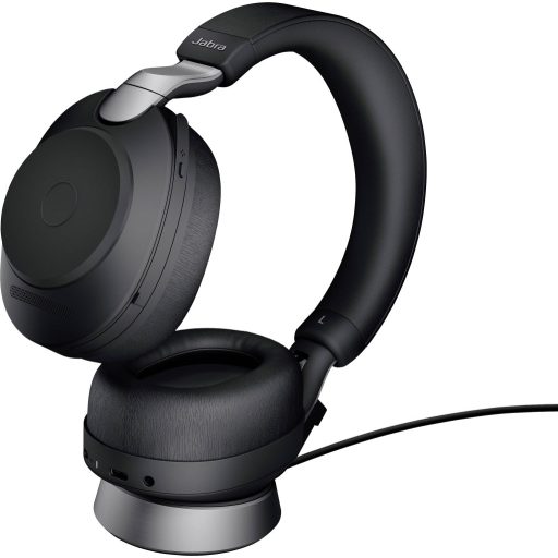 Jabra Evolve2 85 UC Over Ear headset Bluetooth®, Vezetékes Stereo Fekete mikrofon zajelnyomás Hangerő szabályozás, Elemtöltés kijelzés, Mikrofon némítás Telefon