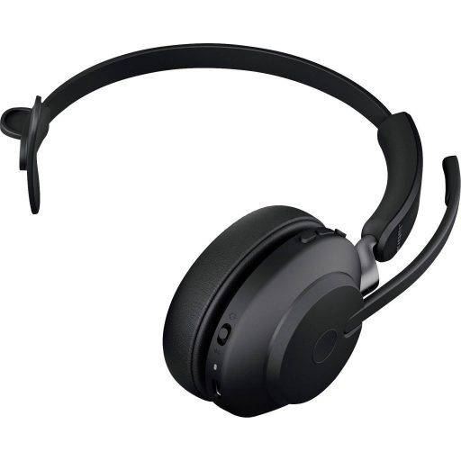 Jabra Evolve2 65 monaural On Ear headset Bluetooth® Mono Fekete Hangerő szabályozás, Elemtöltés kijelzés, Mikrofon némítás Telefon