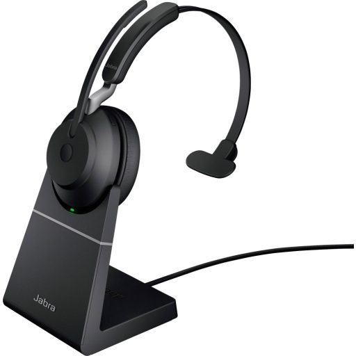 Jabra Evolve2 65 monaural On Ear headset Bluetooth® Mono Fekete Hangerő szabályozás, Elemtöltés kijelzés, Mikrofon némítás Telefon