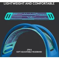   Logitech Gaming G733 LIGHTSPEED On Ear headset Rádiójel vezérlésű 7.1 Surround Kék Hangerő szabályozás Gamer