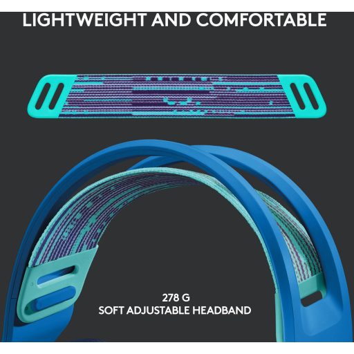 Logitech Gaming G733 LIGHTSPEED On Ear headset Rádiójel vezérlésű 7.1 Surround Kék Hangerő szabályozás Gamer