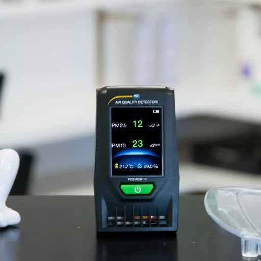 PCE Instruments Finom por mérőkészülék Légnedvesség, Hőmérséklet, Finom por, Légszennyezettség Hőmérsékletmérő funkcióval, USB csatlakozóval