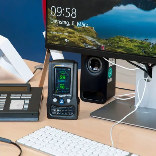 PCE Instruments Finom por mérőkészülék Légnedvesség, Hőmérséklet, Finom por, Légszennyezettség Hőmérsékletmérő funkcióval, USB csatlakozóval, Adatgyűjtő