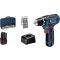 Bosch Professional Akku-Bohrschrauber GSR 12V-15 Set 2x2,0Ah, GAL12V-20, Zubehör 25tlg,Tasche 060186810H Akkus fúrógép 12 V 2.0 Ah Lítiumion 2. akkuval