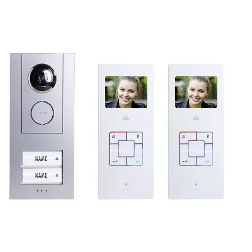 m-e modern-electronics Vistus VD ALU 6320 S Vistus Videó kaputelefon Vezetékes Komplett készlet 2 családiház Ezüst