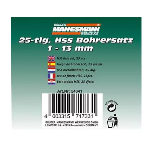 Brüder Mannesmann M54341 Spirálfúró készlet 25 részes 1 db