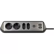   Brennenstuhl 1153590410 Asztali dugalj 1 db Ezüst, Fekete Védőérintkezős 1 db