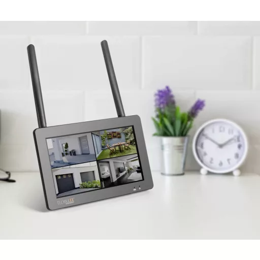 Technaxx TX-128 4880 Rádiójel vezérlésű, Vezeték nélküli, WLAN IP-Vezeték nélküli távfelügyeleti készlet4 csatornás1 db kamerával1920 x 1080 pixel