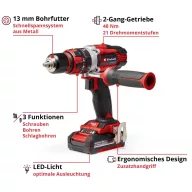   Einhell Power X-Change TE-CD 18/48 Li-i (2x2,0Ah) 2 sebességfokozat-Akkus ütvefúró-csavarozó Töltővel, 2. akkuval