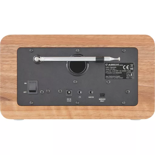 Albrecht DR 865 Asztali rádió DAB+, URH AUX Akadálymentes, Táviránytóval, Billentyűzár, Ébresztő funkció Fa (sötét)