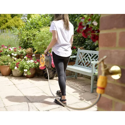 Hozelock 2427 0000 Click & Go Tömlőtartó dob 10 m 1 db Sárga, Szürke