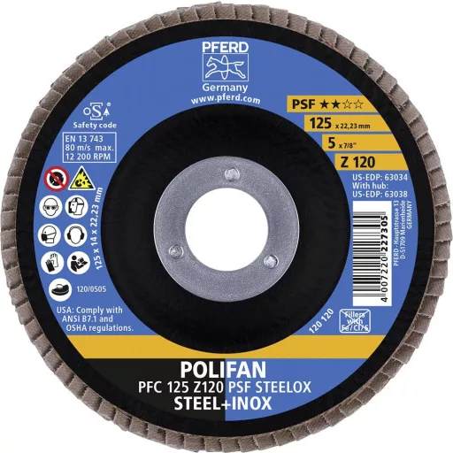 PFERD TOOLS 67769125 PFC 125 Z 120 PSF STEELOX Felületcsiszoló korong Ø 125 mm Szemcsézet 120 10 db