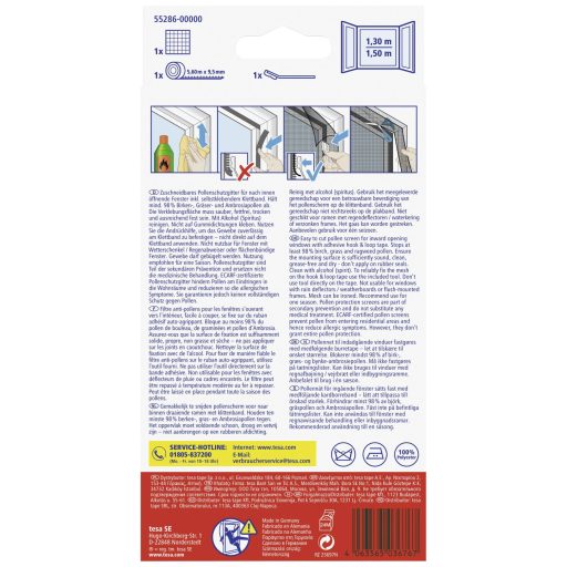 tesa 55286-00000-00 Pollenvédő rács (Sz x Ma) 1300 mm x 1500 mm Antracit 1 db