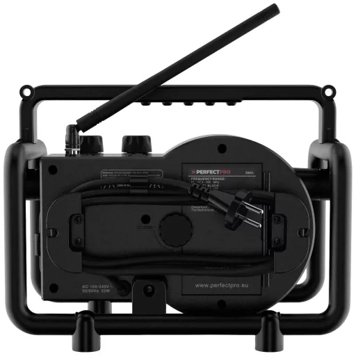 PerfectPro DABBOX Építkezési rádió DAB+, URH AUX, Bluetooth® ütésálló Fekete