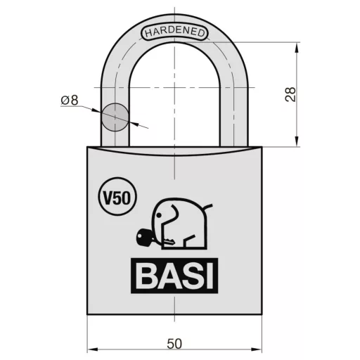 Basi V5091-0050-0010 Függő lakat Egyidőben záródó Profilhengeres lakat