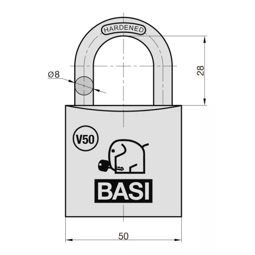 Basi V5091-0050-0011 Függő lakat Egyidőben záródó Profilhengeres lakat