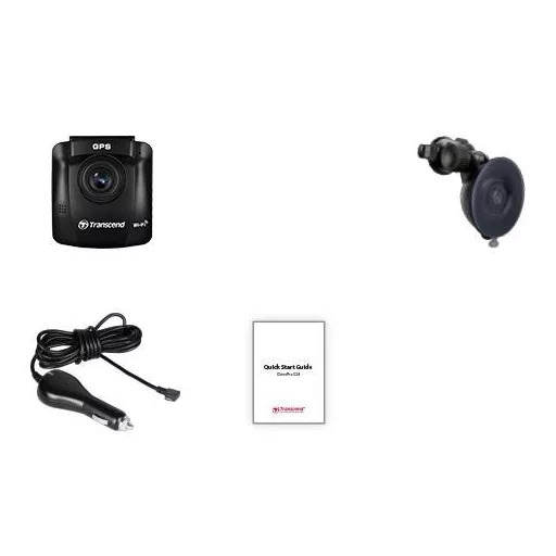 Transcend DrivePro™ 250 Autós kamera GPS-szel Látószög, vízszintes (max.)=140 ° 12 V, 24 V GPS radarfelismeréssel, időrács, G érzékelő, WDR, Ütközés