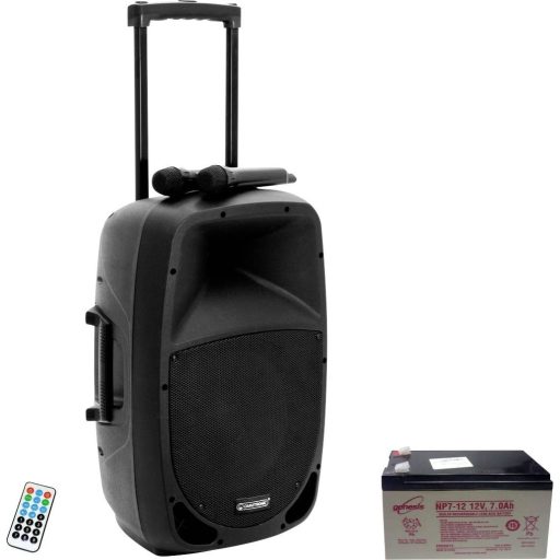 Omnitronic MES-15BT2 Hordohzató PA hangfal 38 cm 15 coll Hálózatról üzemeltetett, Akkuról üzemeltetett 1 db