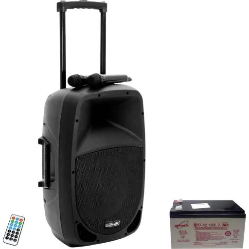 Omnitronic MES-15BT2 Hordohzató PA hangfal 38 cm 15 coll Hálózatról üzemeltetett, Akkuról üzemeltetett 1 db