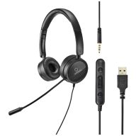   Renkforce RF-HS-360 Számítógép On Ear headset Vezetékes Stereo Fekete Hangerő szabályozás, Mikrofon némítás