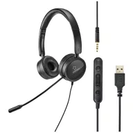   Renkforce RF-HS-360 Számítógép On Ear headset Vezetékes Stereo Fekete Hangerő szabályozás, Mikrofon némítás