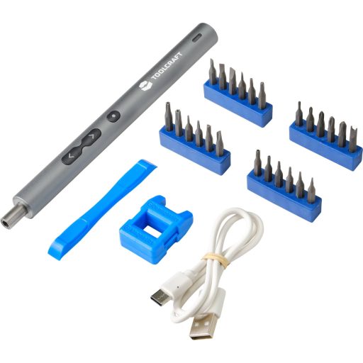 Akkus számítógép bit csavarhúzó készlet, 28 az 1-ben, Toolcraft TO-7116288