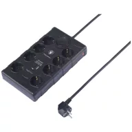   Sygonix SY-4751202 Túlfeszültség ellen védő elosztó 8 részes Fekete Védőérintkezős 1 db